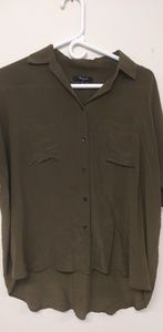 Madewell Olive Green Silk XS Blouse